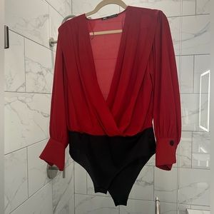 Red Zara bodysuit